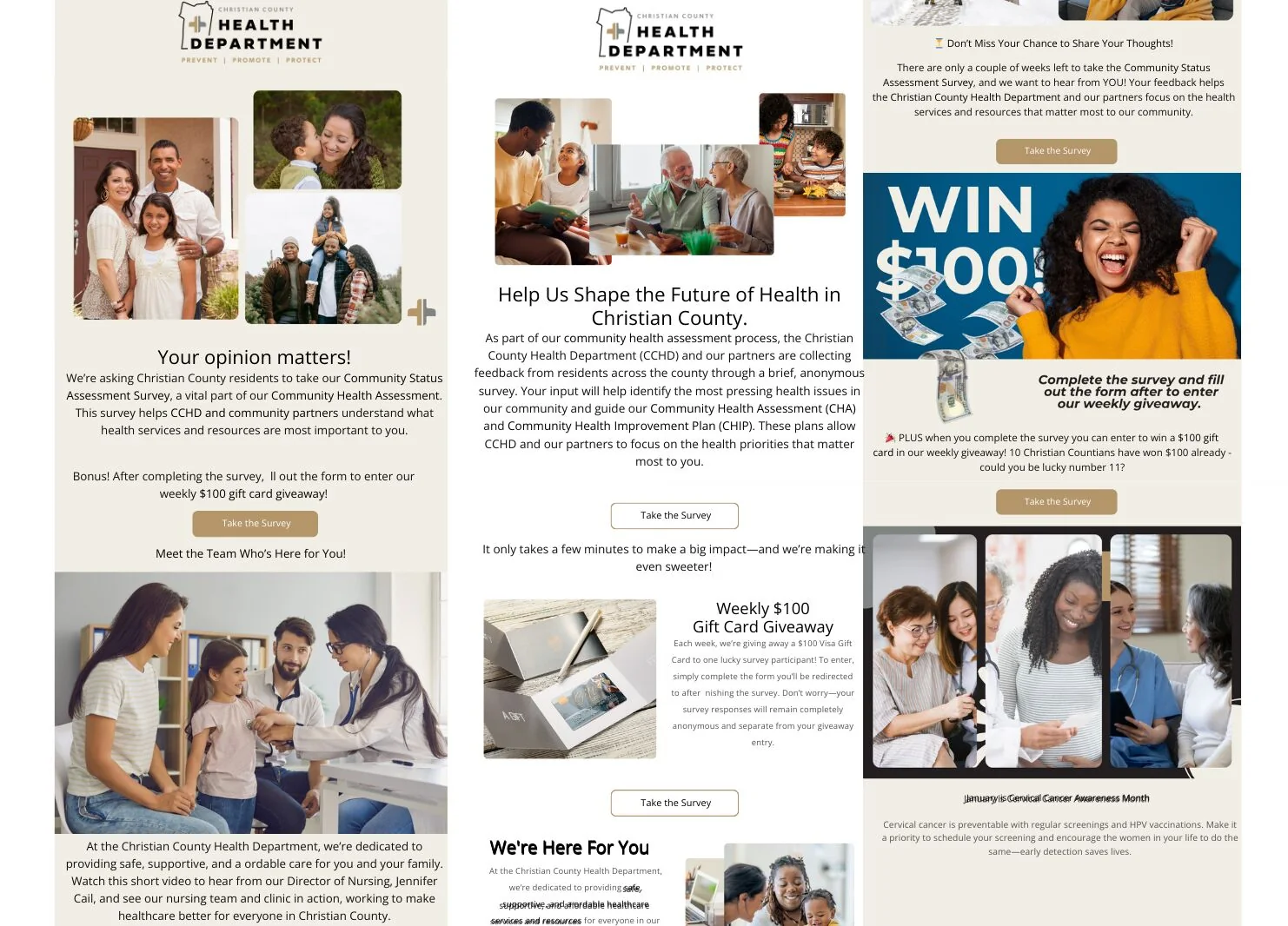 Christian County Health Department website pages and educational outreach materials.